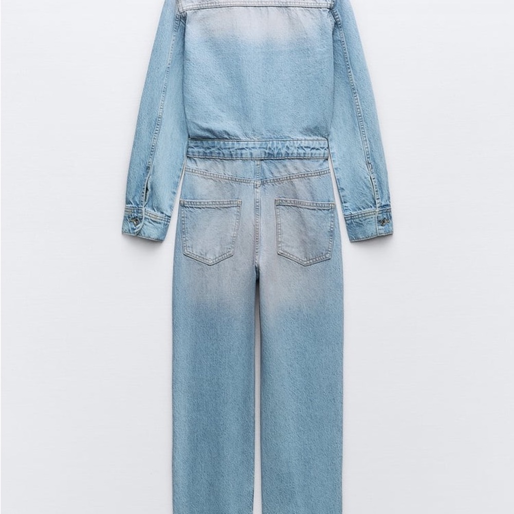 ZARA PINK DYED DENIM JUMPSUIT - Picture 2 of 3